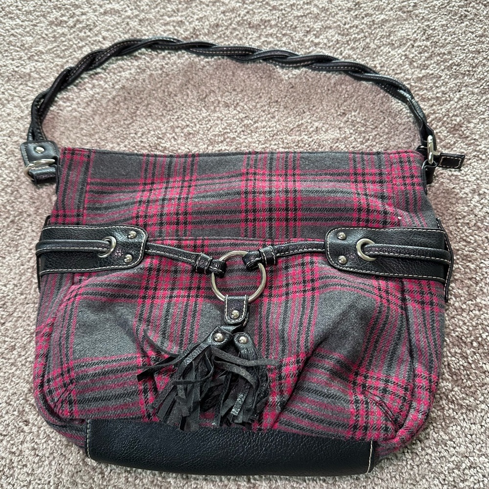 Rosetti Black and Red Plaid Shoulder Bag
